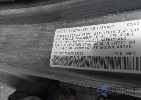 2004 Volkswagen Touareg V6 from USA, damaged, VIN WVGBC67L34D013239